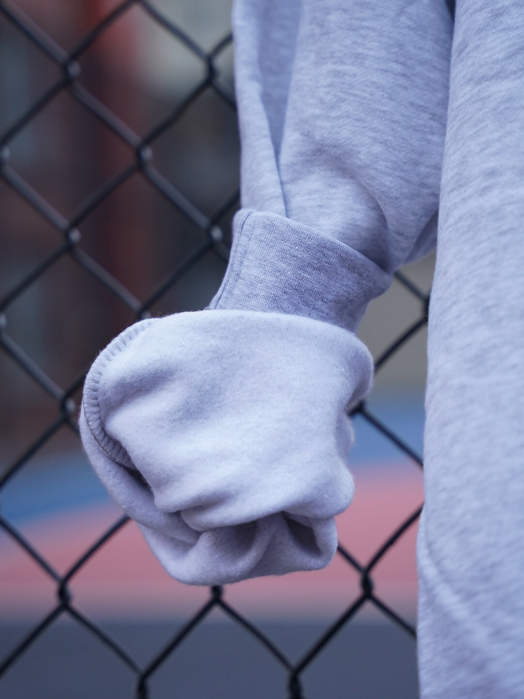 Grey Heavyweight Hoodie Closeup - Fleece Detail 340 GSM Quality