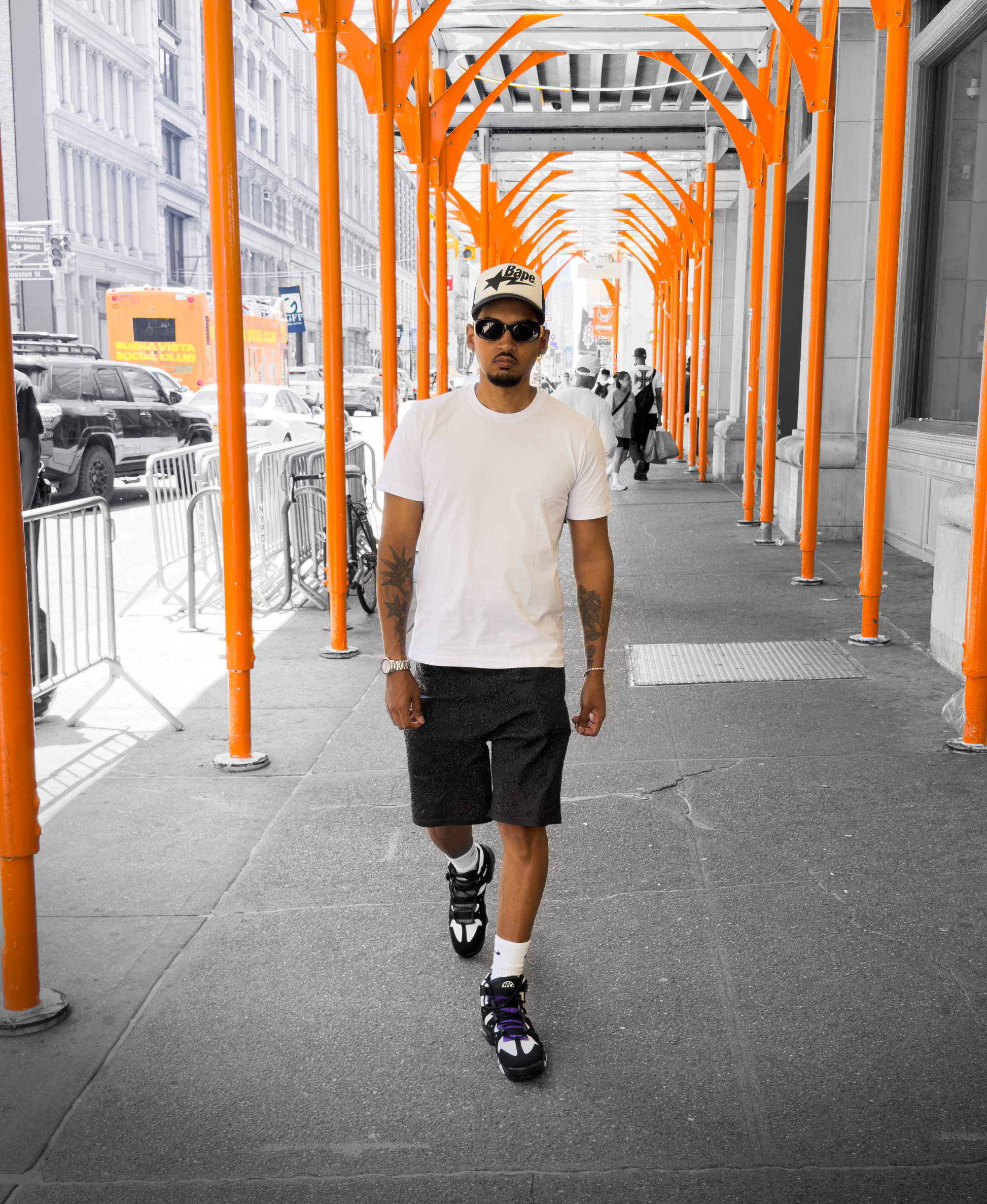 Heavyweight Tee — white nyc orange canopy